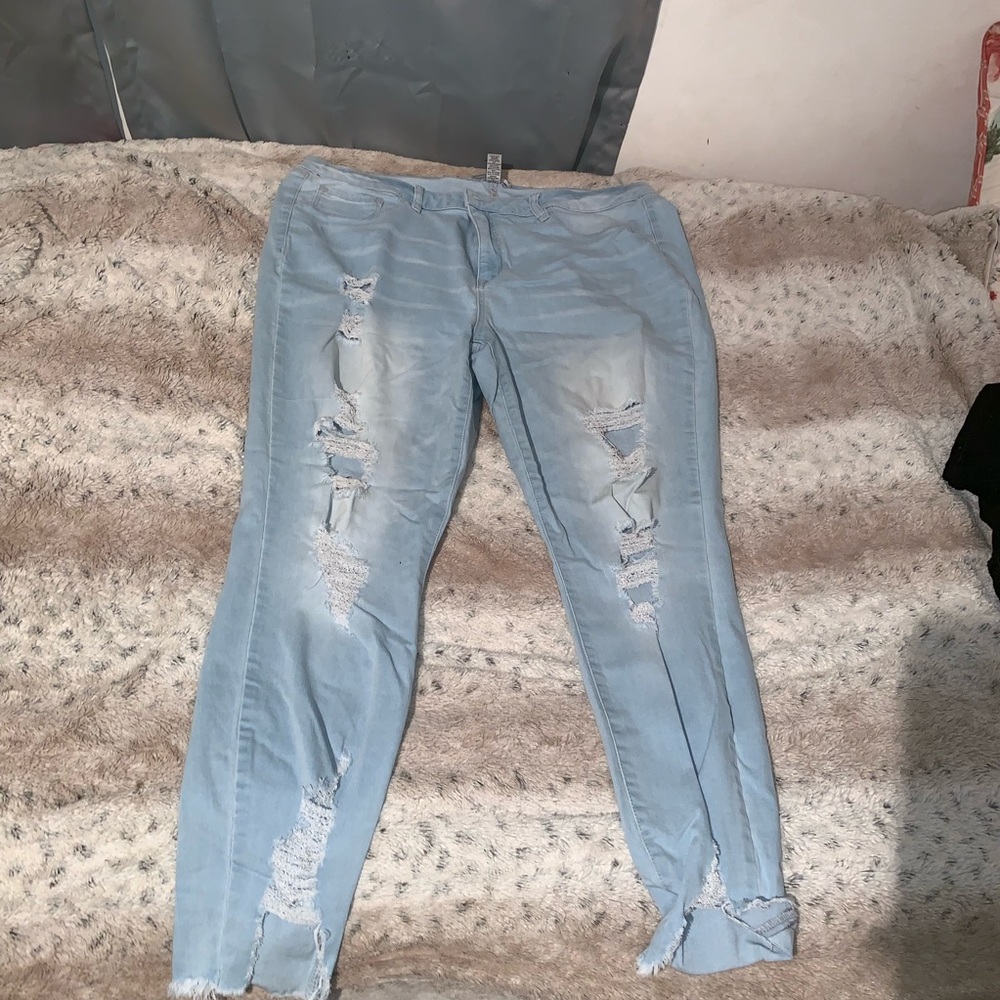 Light Blue Ripped Skinny Jeans